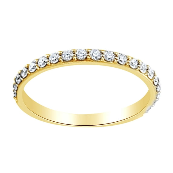 AFFY Round Cut White Natural Diamond Contour Band Ring In 14K Solid Yellow Gold (0.37 Cttw)
