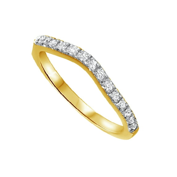 AFFY Round Cut White Natural Diamond Contour Ring for Women's in 10k Yellow Gold (1/3 Cttw)