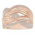 thumbnail image 1 of AFFY Round Cut White Natural Diamond Crisscross Engagement Ring In 14K Solid Rose Gold, 1 of 1
