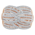 thumbnail image 1 of AFFY Round Cut White Natural Diamond Crossover Cocktail Ring In 10k Solid Rose Gold (1 cttw), 1 of 1