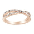 thumbnail image 1 of AFFY Round Cut White Natural Diamond Crossover Contour Band Ring In 14K Solid Rose Gold (0.33 Ct), 1 of 1