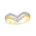 thumbnail image 1 of Round Cut White Natural Diamond Double Chevron Ring in 10k Yellow Gold (0.25 Cttw), 1 of 1
