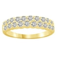thumbnail image 1 of AFFY Round Cut White Natural Diamond Double Row Engagement Ring In 14K Solid Yellow Gold (1 Ct), 1 of 1