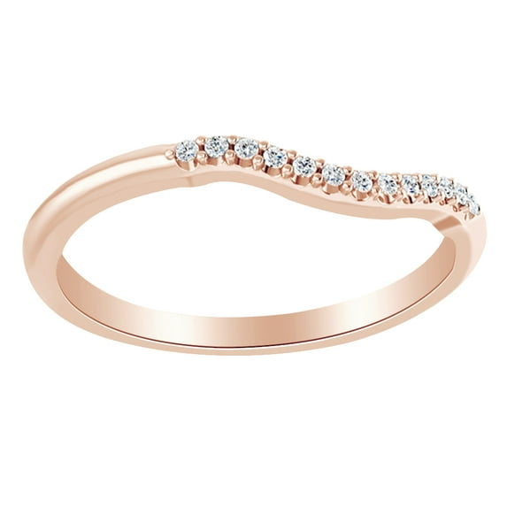 AFFY Round Cut White Natural Diamond Engagement Band Ring In 14K Solid Rose Gold (0.06 Ct)