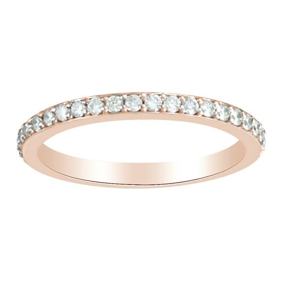AFFY Round Cut White Natural Diamond Engagement Band Ring In 14K Solid Rose Gold (0.33 Cttw)