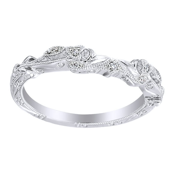 AFFY Round Cut White Natural Diamond Engagement Band Ring In 14K Solid White Gold (0.05 Ct), Ring Size-4