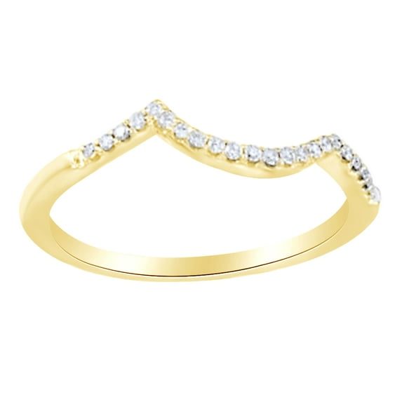 AFFY Round Cut White Natural Diamond Engagement Band Ring In 14K Solid Yellow Gold (0.1 Ct)