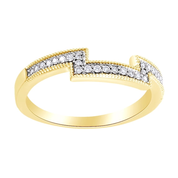 AFFY Round Cut White Natural Diamond Engagement Band Ring In 14K Solid Yellow Gold (0.12 Ct)