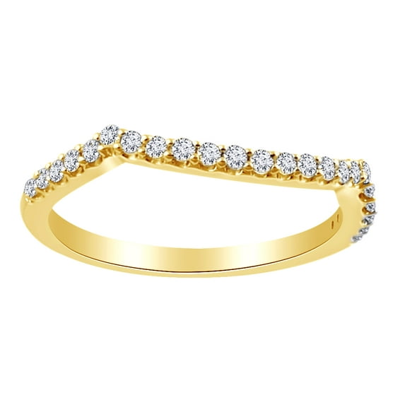 AFFY Round Cut White Natural Diamond Engagement Band Ring In 14K Solid Yellow Gold (0.25 Ct) By