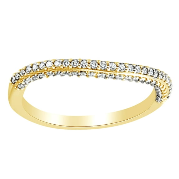 AFFY Round Cut White Natural Diamond Engagement Band Ring In 14K Solid Yellow Gold (0.25 Cttw) By