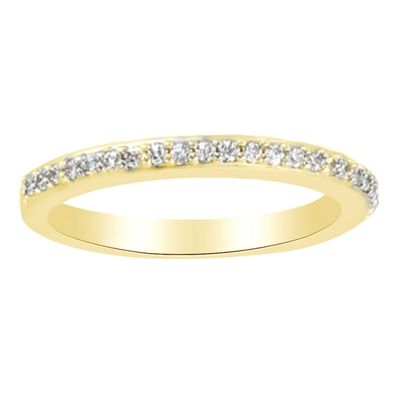 AFFY Round Cut White Natural Diamond Engagement Band Ring In 14K Solid Yellow Gold (0.25 Cttw)