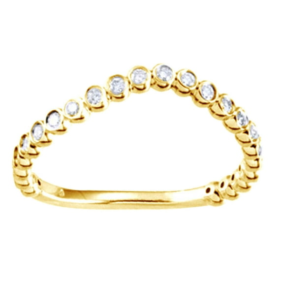 AFFY Round Cut White Natural Diamond Engagement Band Ring In 14K Solid Yellow Gold (0.25 Cttw)