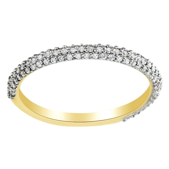 AFFY Round Cut White Natural Diamond Engagement Band Ring In 14K Solid Yellow Gold (0.25 Cttw)