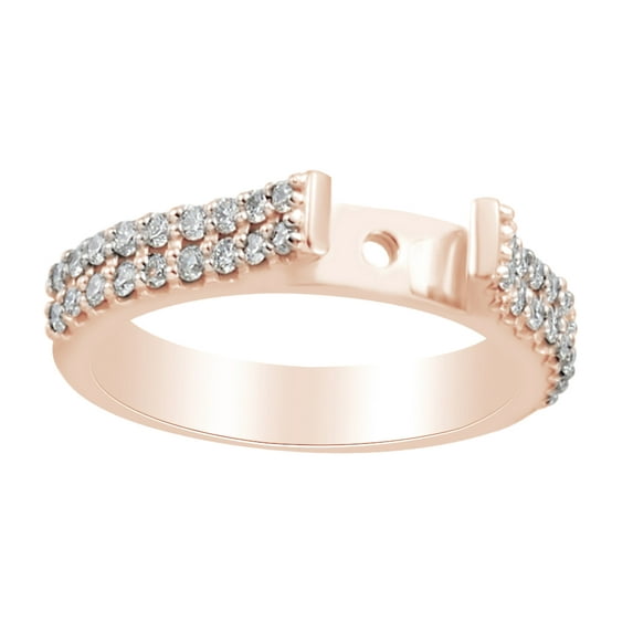 AFFY Round Cut White Natural Diamond Engagement Mount Ring In 14K Solid Rose Gold (0.5 Cttw)