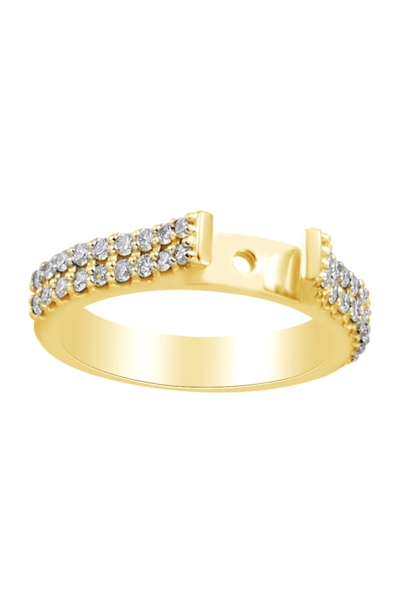 Round Cut White Natural Diamond Engagement Mount Ring In 14K Solid Yellow Gold (0.5 Cttw) By