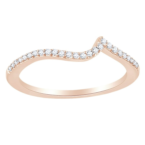 AFFY Round Cut White Natural Diamond Engagement Wedding Band Ring In 14K Solid Rose Gold (0.12 Ct)