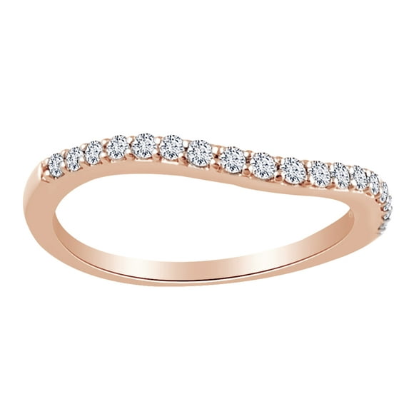AFFY Round Cut White Natural Diamond Engagement Wedding Band Ring In 14K Solid Rose Gold (0.2 Ct)