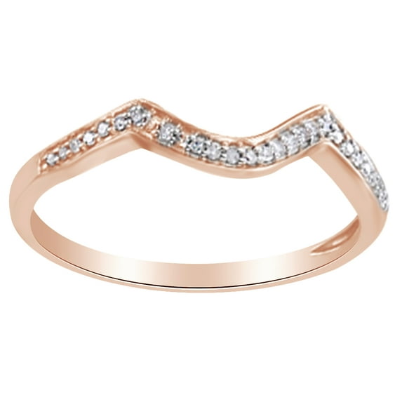 AFFY Round Cut White Natural Diamond Engagement Wedding Band Ring In 14K Solid Rose Gold