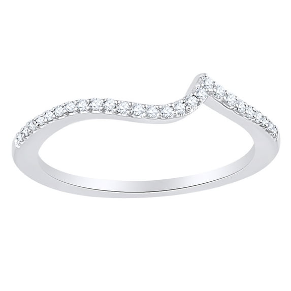 AFFY Round Cut White Natural Diamond Engagement Wedding Band Ring In 14K Solid White Gold (0.12 Ct)