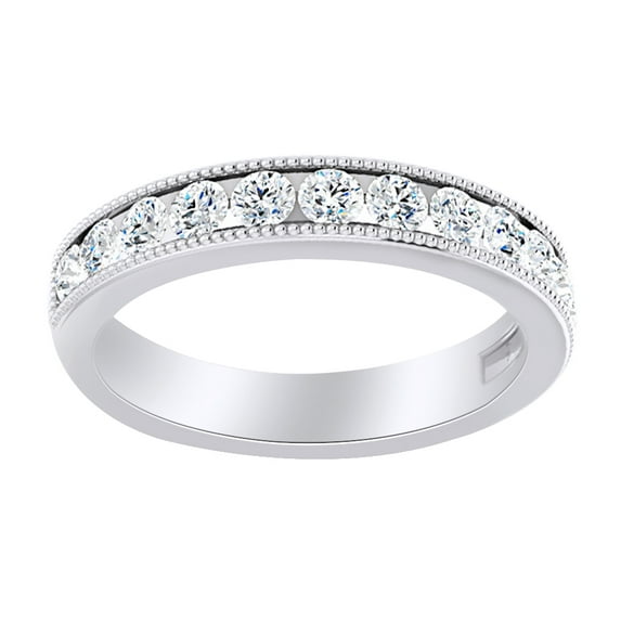 AFFY Round Cut White Natural Diamond Engagement Wedding Band Ring In 14K Solid White Gold (0.87 Ct)