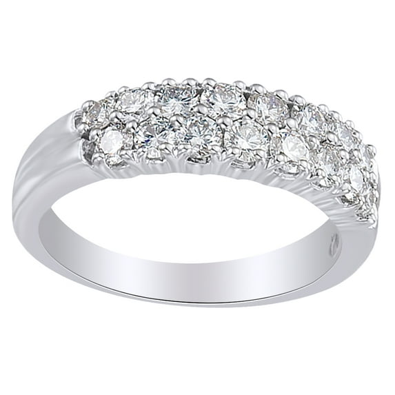 AFFY Round Cut White Natural Diamond Engagement Wedding Band Ring In 14K Solid White Gold (1 Ct) By