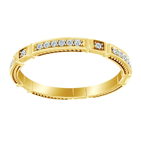 AFFY Round Cut White Natural Diamond Engagement Wedding Band Ring In 14K Solid Yellow Gold (0.2 Ct)