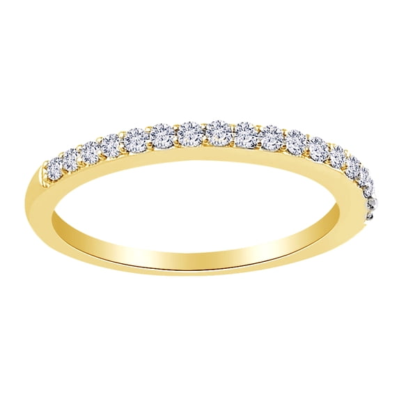 AFFY Round Cut White Natural Diamond Engagement Wedding Band Ring In 14K Solid Yellow Gold (0.25 Ct) By