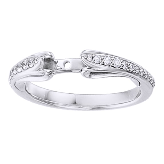 AFFY Round Cut White Natural Diamond Engagement Wedding Band Ring In 14K White Gold (0.16 Cttw)