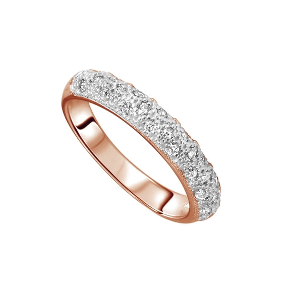 AFFY Round Cut White Natural Diamond Engagement Wedding Band in 10k Rose Gold (1/4 Cttw) By