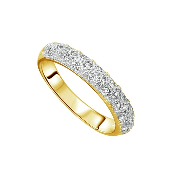 AFFY Round Cut White Natural Diamond Engagement Wedding Band in 10k Yellow Gold (1/4 Cttw)