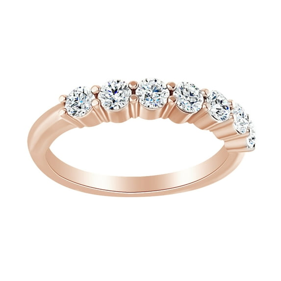 AFFY Round Cut White Natural Diamond Engagement Wedding Ring In 14K Solid Rose Gold (0.75 CT)