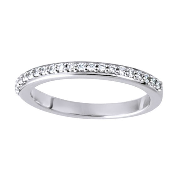 AFFY Round Cut White Natural Diamond Engagement Wedding Ring In 14K Solid White Gold (0.2 Cttw)