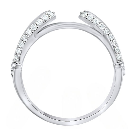 AFFY Round Cut White Natural Diamond Engagement Wedding Ring In 14K Solid White Gold (0.37 Ct)