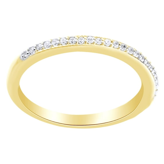 AFFY Round Cut White Natural Diamond Engagement Wedding Ring In 14K Solid Yellow Gold (0.12 Cttw)