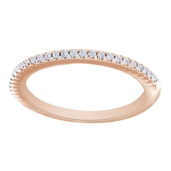 AFFY Round Cut White Natural Diamond Engagement Wedding Ring In 14k Solid Rose Gold (0.12 Ct),Ring Size-4