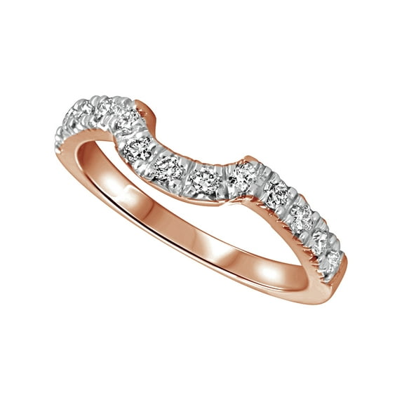 AFFY Round Cut White Natural Diamond Engagement Wedding Ring in 10k Rose Gold (3/8 Cttw)