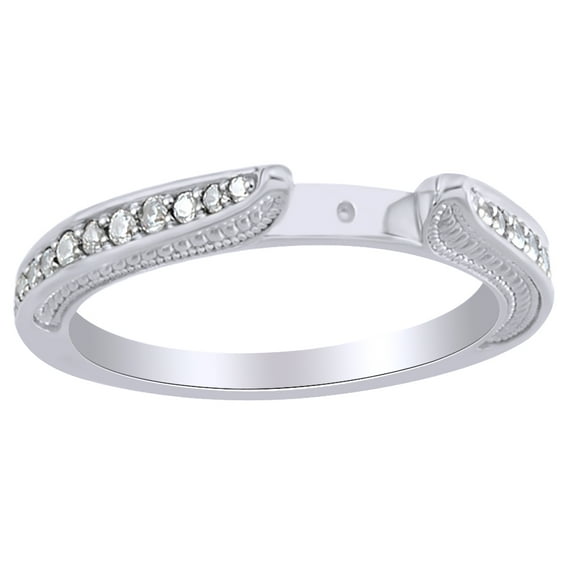 Round Cut White Natural Diamond Enhancer Band Ring In 14K Solid White Gold (0.25 Ct)
