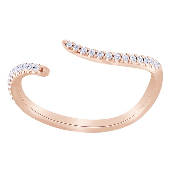 AFFY Round Cut White Natural Diamond Enhancer Guard Ring In 14k Solid Rose Gold (0.1 Ct),Ring Size-9.5