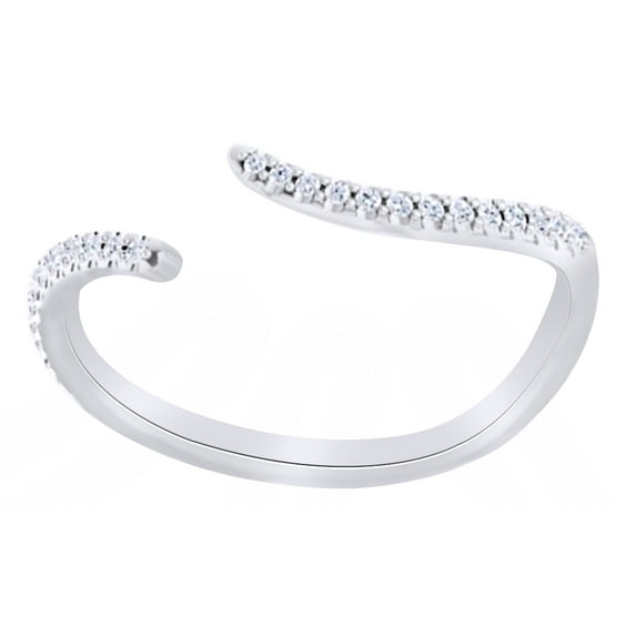 Round Cut White Natural Diamond Enhancer Guard Ring In 14k Solid White Gold (0.1 Ct),Ring Size-9.5