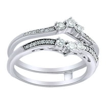 Round Cut White Natural Diamond Enhancer Ring Guard In 14K Solid White Gold (0.33 Ct)