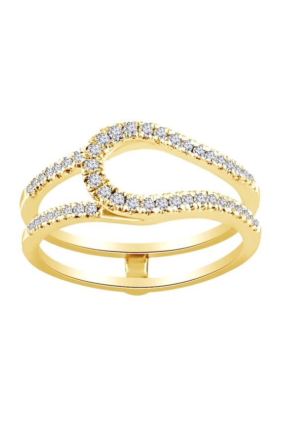 Round Cut White Natural Diamond Enhancer Ring Guard In 14K Solid Yellow Gold (0.33 Ct)