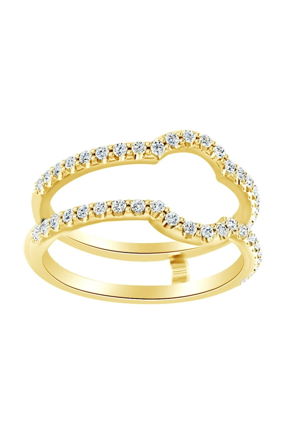 Round Cut White Natural Diamond Enhancer Ring Guard In 14K Solid Yellow Gold (0.37 Ct)
