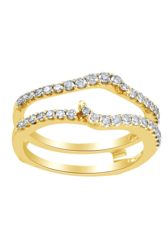 Round Cut White Natural Diamond Enhancer Ring Guard In 14K Solid Yellow Gold (0.5 Ct)