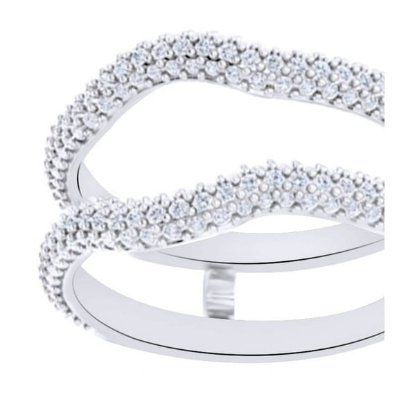 AFFY Round Cut White Natural Diamond Enhancer Ring Guard In 14k Solid White Gold (0.5 Ct),Ring Size-10