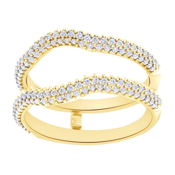 Round Cut White Natural Diamond Enhancer Ring Guard In 14k Solid Yellow Gold (0.5 Ct),Ring Size-10