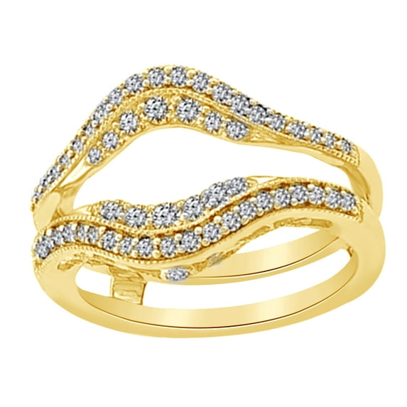 AFFY Round Cut White Natural Diamond Enhancer Ring Guard In 14k Solid Yellow Gold (0.5 Ct),Ring Size-13
