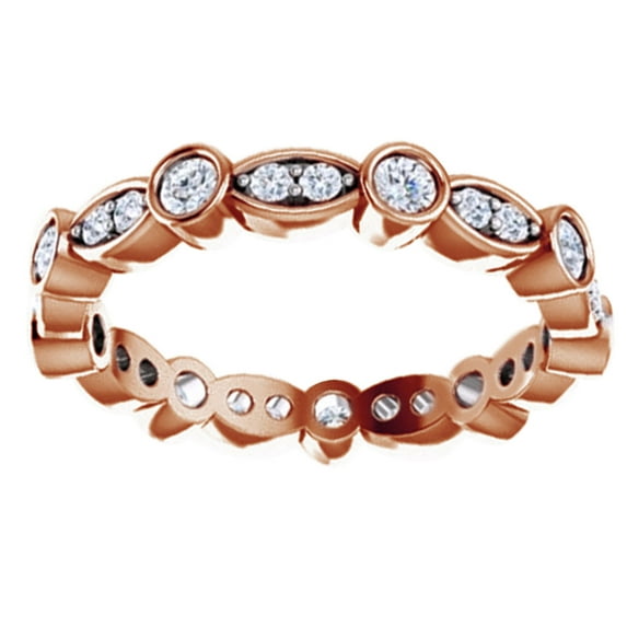 AFFY Round Cut White Natural Diamond Eternity Band Ring In 14K Solid Rose Gold (0.5 Ct)