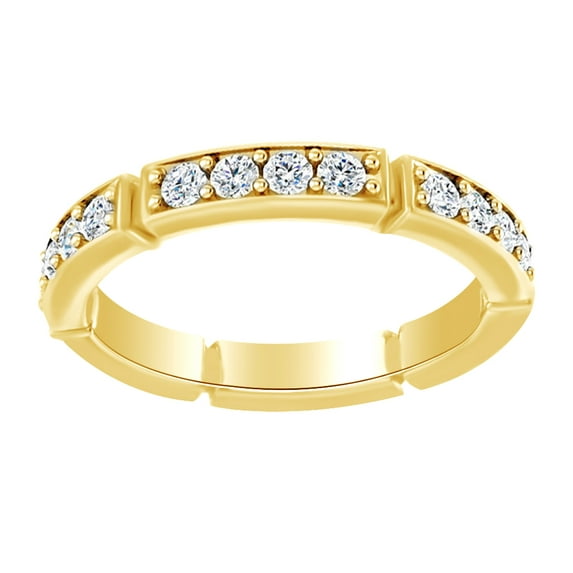 AFFY Round Cut White Natural Diamond Eternity Band Ring In 14K Solid Yellow Gold (0.75 Ct) By