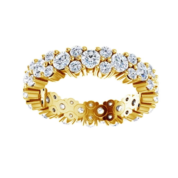 AFFY Round Cut White Natural Diamond Eternity Band Ring In 14K Solid Yellow Gold (1.75 Ct)