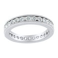 thumbnail image 1 of AFFY Round Cut White Natural Diamond Eternity Milgrain Band Ring In 14K Solid White Gold (0.87 Ct), 1 of 1